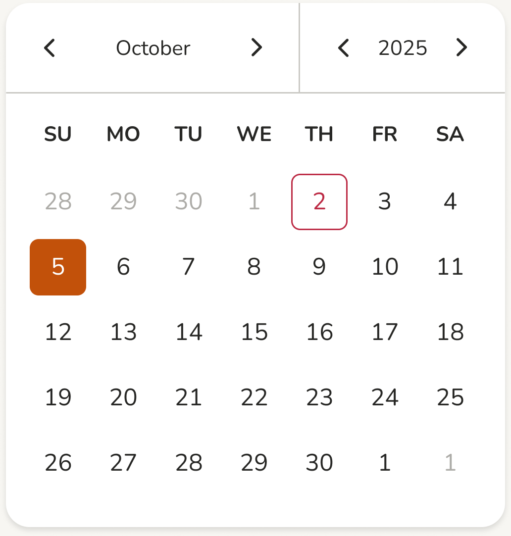 The date picker used to choose when a savings goal should be reached